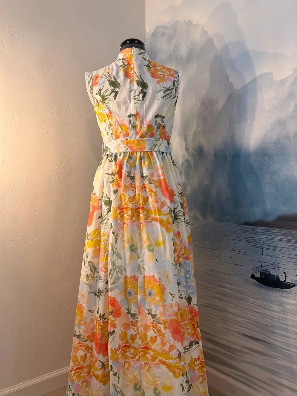 Floral Maxi Dress with Tie Waist 194